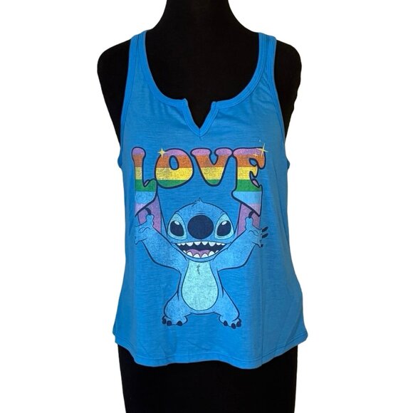 Disney Tops - Disney Pride Collection Stitch Graphic Tank Top Women’s L Blue Soft Lounge